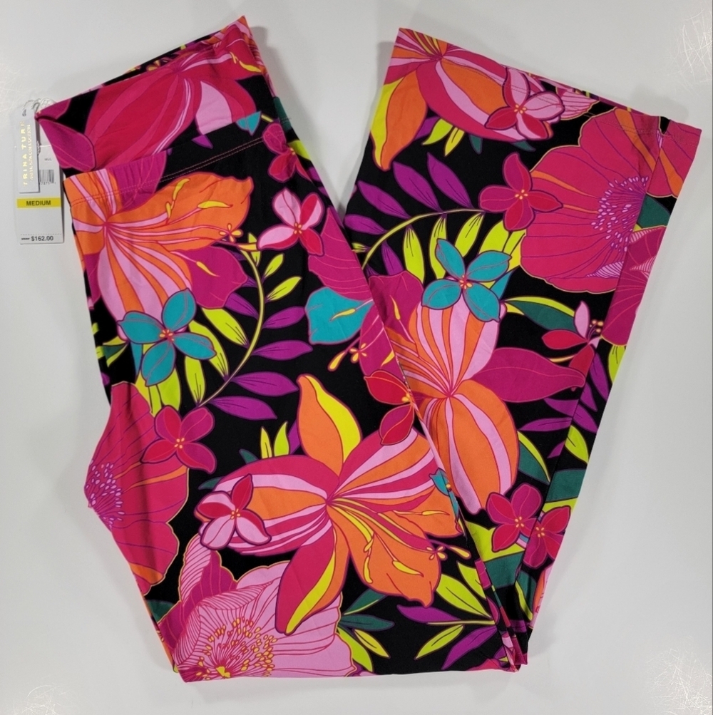 NWT TRINA TURK SOLAR FLORAL COVER UP SWIM PANTS COLORFUL BEACH RESORT NWT MEDIUM
